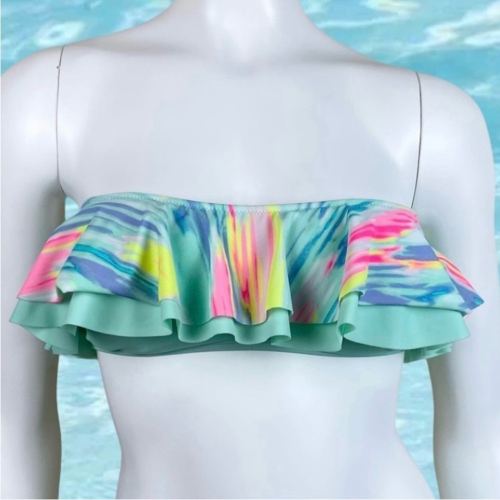 ❤️ PINK VICTORIA'S SECRET Flounce Ruffle Strapless Bandeau Bikini Top Pastel